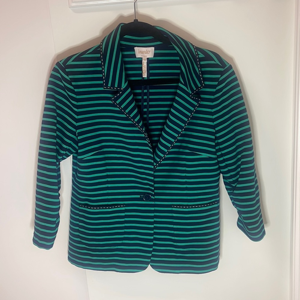 Blue and teal striped blazer: Laundry by shelli segal Los Angeles